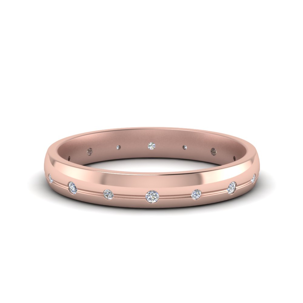 3 mm classic diamond wedding band for her in 14K rose gold FD122266WB NL RG