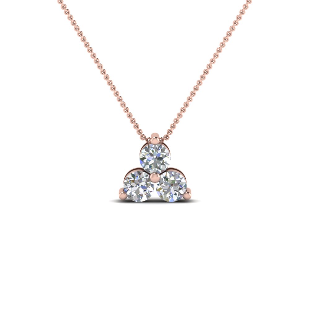 3 Round diamond Pendant In 14K Rose Gold | Fascinating Diamonds