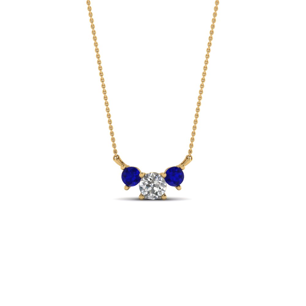 Blue Sapphire Diamond 18k White Gold Pendant 14k Gold Necklace