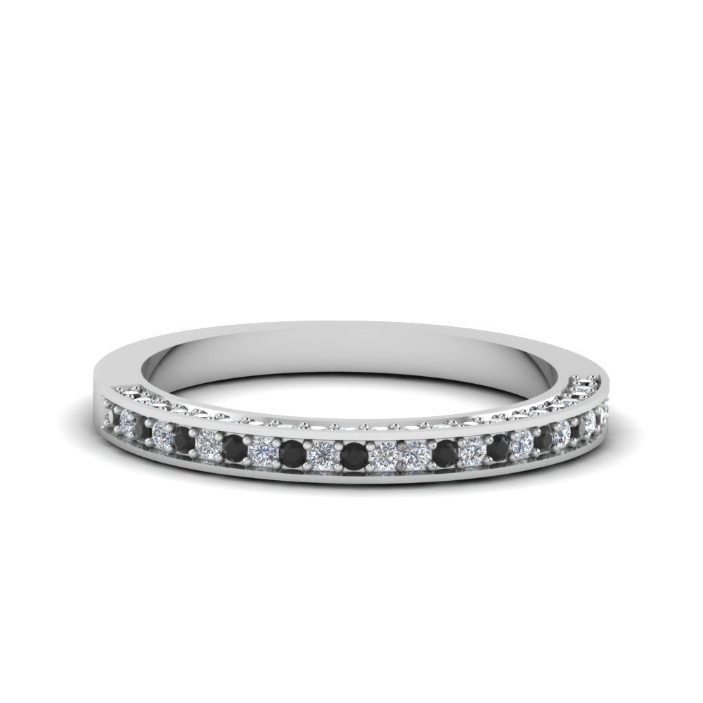 3 side pave set anniversary band with black diamond in 950 Platinum FDENS3282BGBLACK NL WG