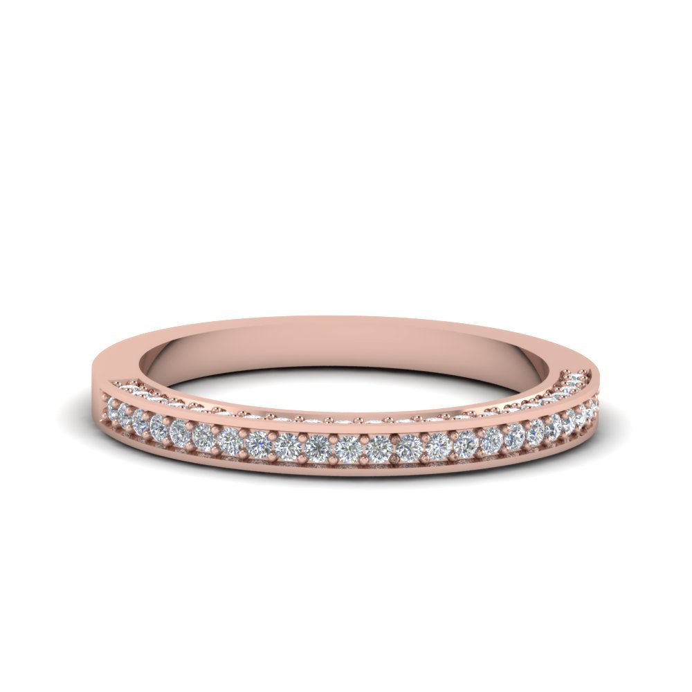 3 side pave set diamond anniversary band in 14K rose gold FDENS3282B NL RG