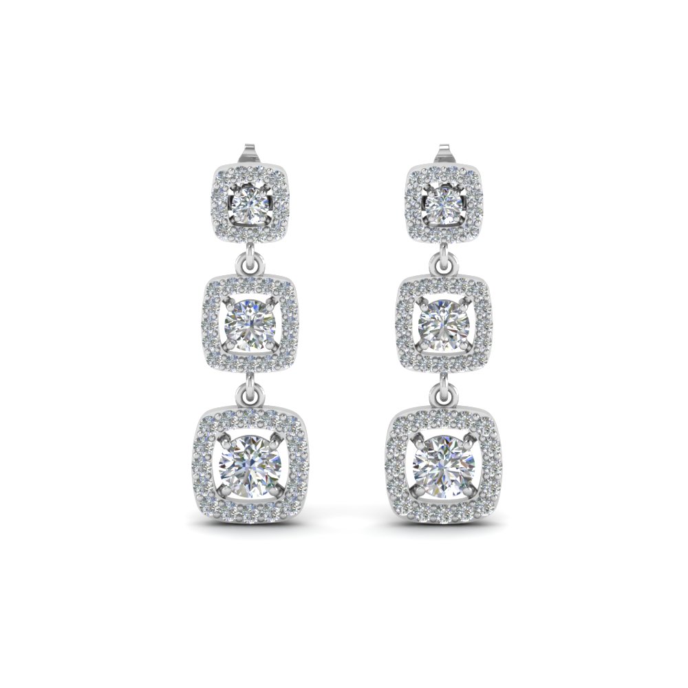 3 square halo drop diamond earring in FDEAR8445ANGLE1 NL WG