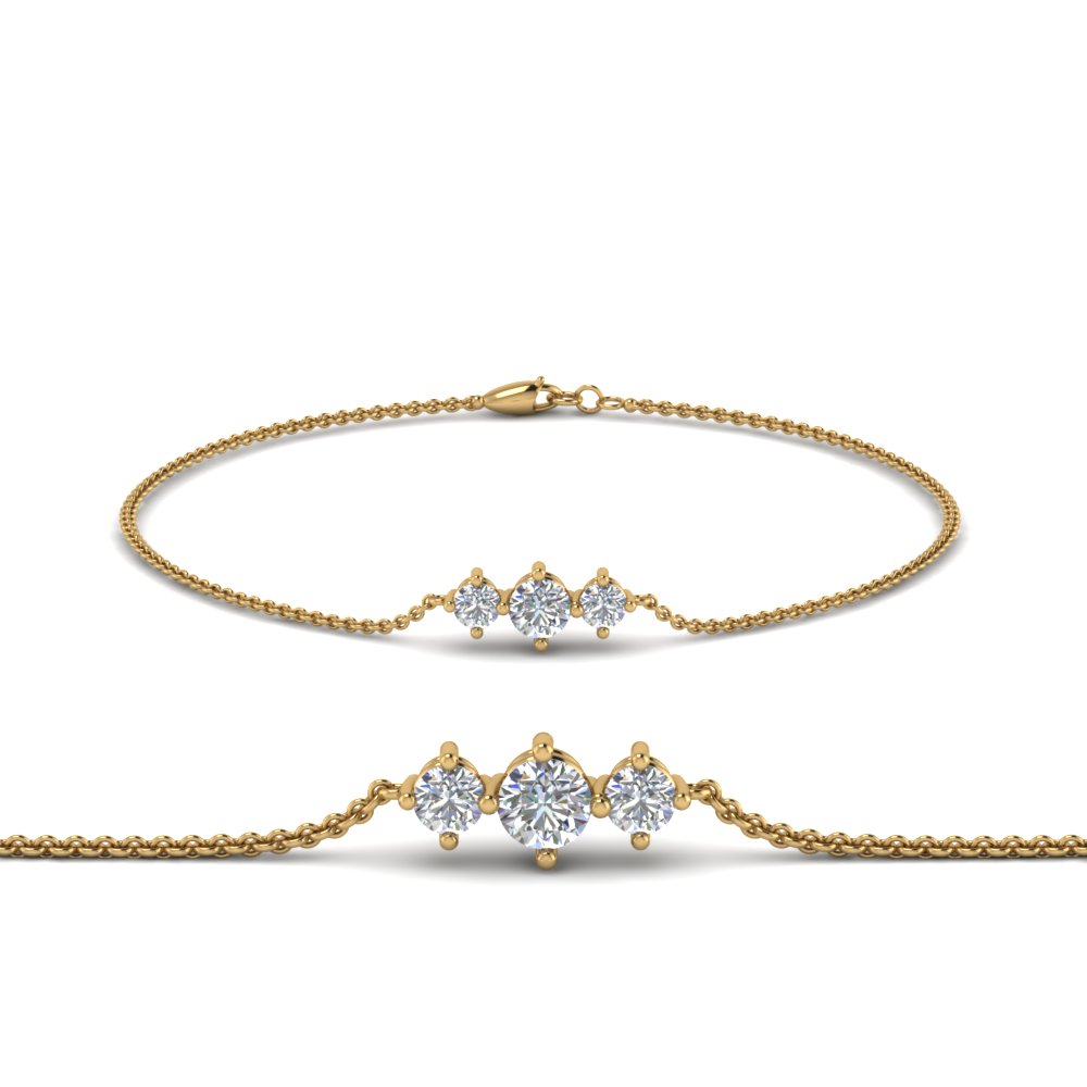 Three diamond bracelet in white gold | KLENOTA
