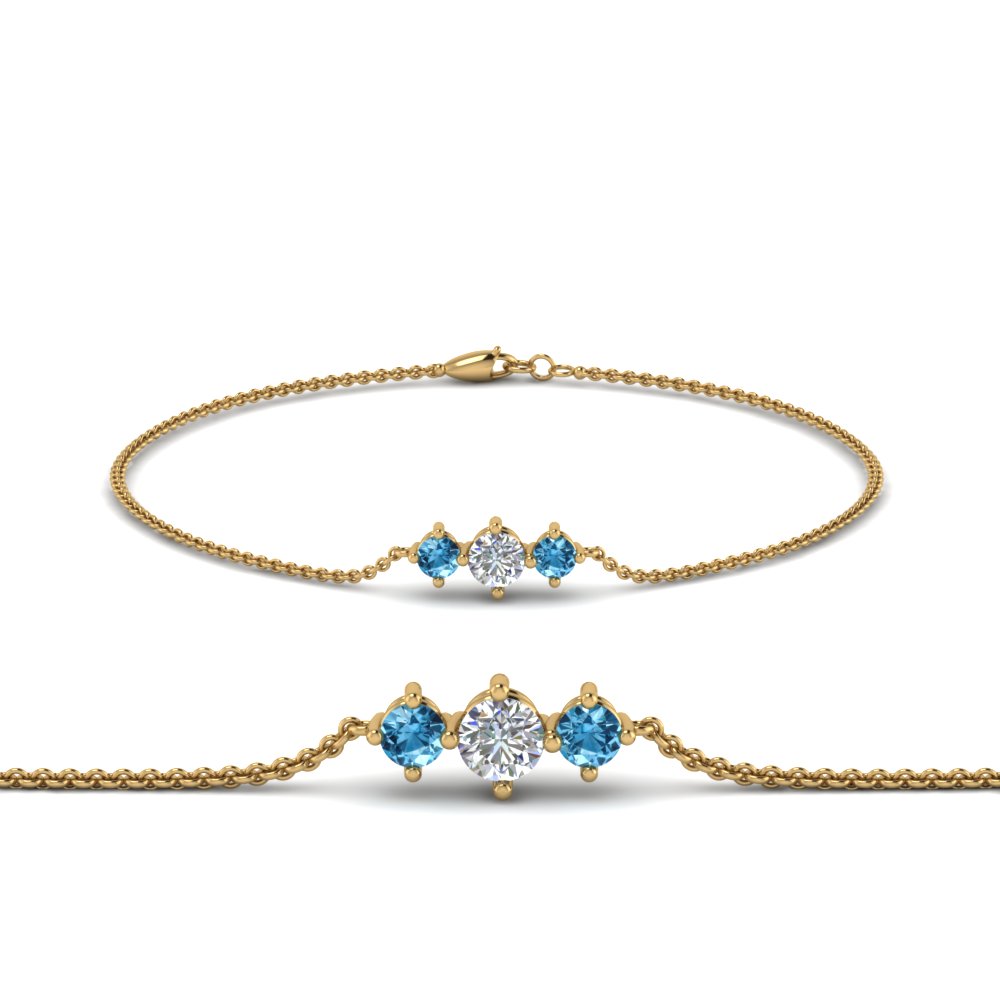Natural 925 Silver Blue Topaz Gemstone Link Bracelet Bracelet Type Tennis