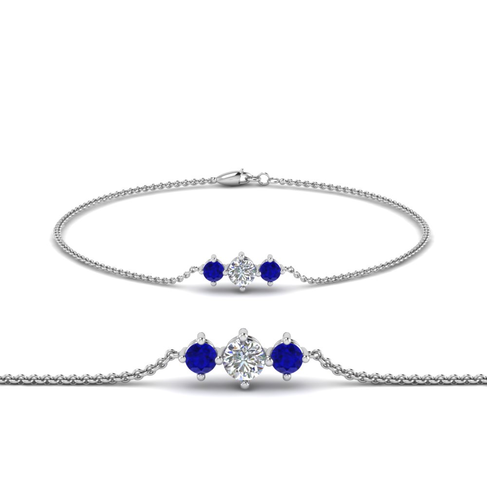 3 stone bracelet for mothers with sapphire in FDBRC8693GSABLMD NL WG