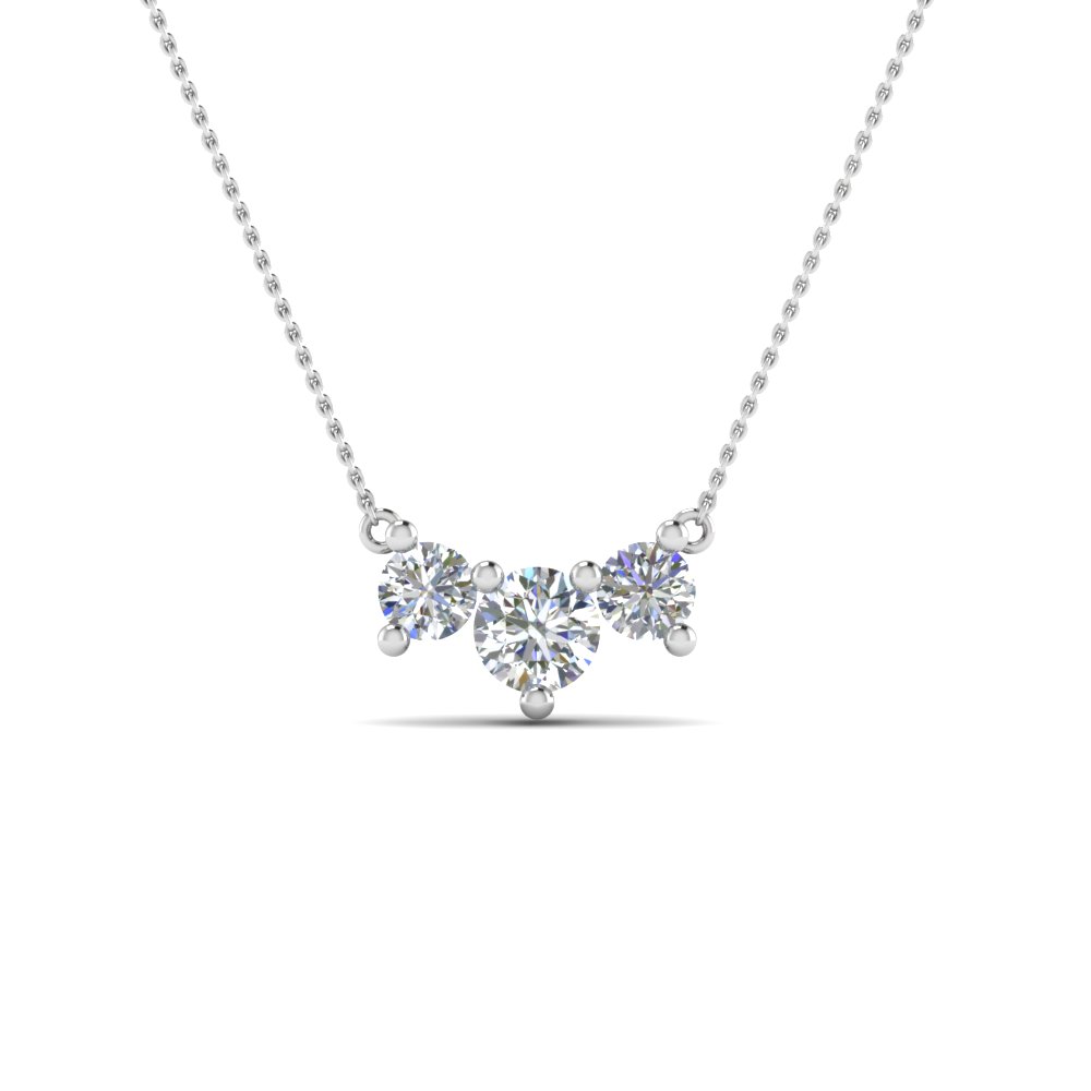 3 Stone Gold Diamond Necklace For Women
