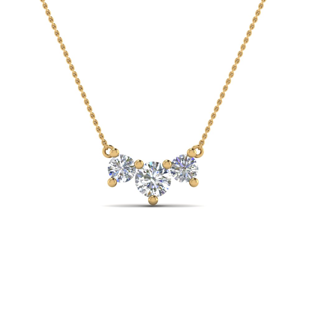 Three Stone Diamond Pendant Necklace