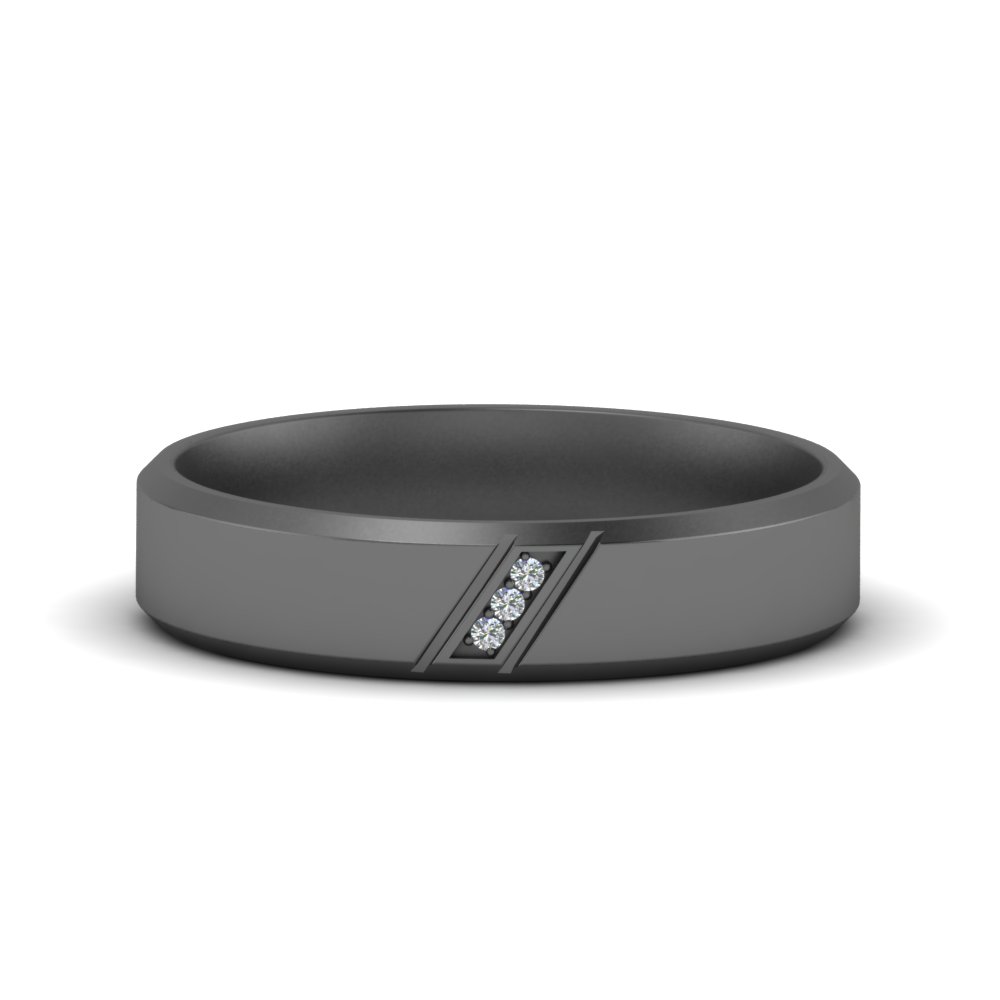 men's black wedding band with diamond