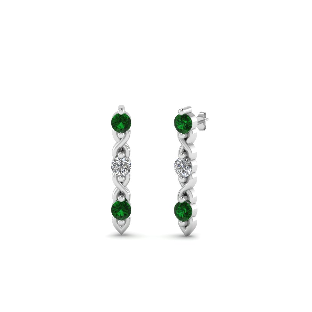 3 Stone Diamond Emerald Stud Earring In 950 Platinum Fascinating 3 Stone Diamond Emerald Stud Earring In Fdear81618gemgr Nl Wg