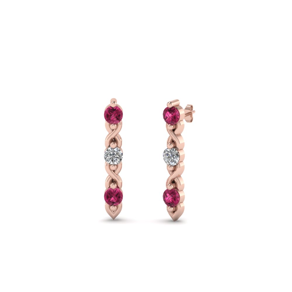 3 Stone Diamond Pink Shire Stud Earring In 18k Rose Gold 3 Stone Diamond Pink Shire Stud Earring In Fdear81618gsadrpi Nl Rg