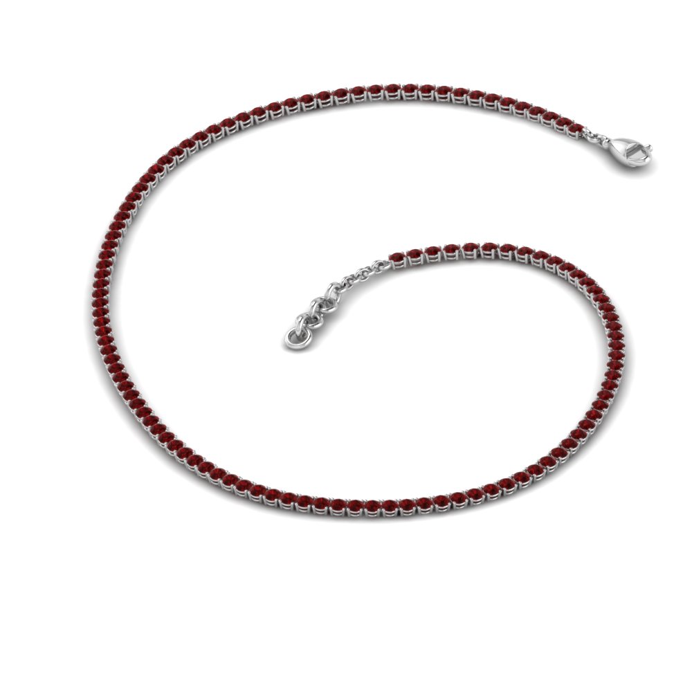 3.50 Ct. Tennis Choker Ruby Necklace In 14K White Gold | Fascinating ...