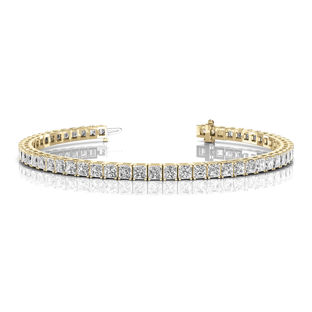 Wrijven vertaling kraai 5 Carat Princess Cut Diamond Tennis Bracelet In 14K Yellow Gold |  Fascinating Diamonds