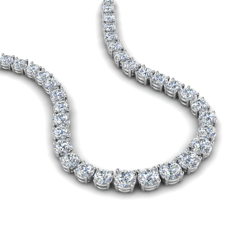 5 Ct. Round diamond Graduated Eternity Necklace In 14K White Gold ...