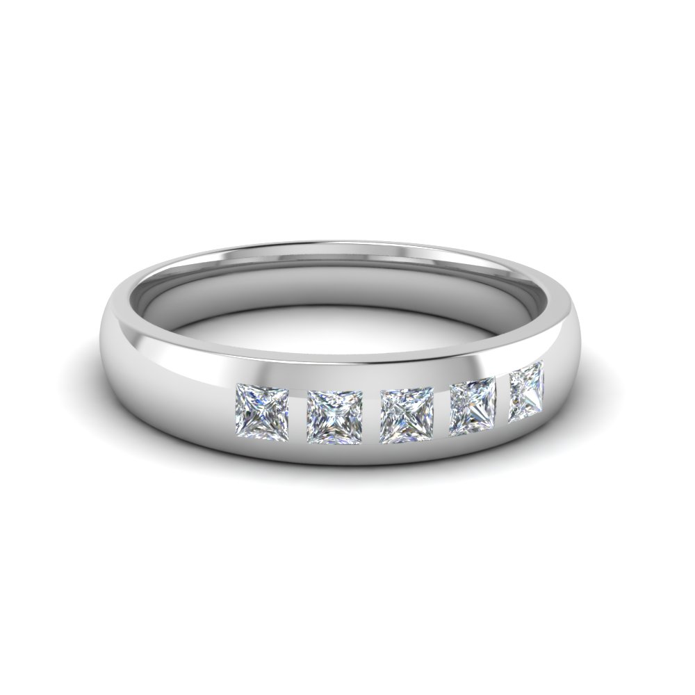 5 Stone Flush Set Diamond Wedding Band For Men In 14k White Gold 5 Stone Flush Set Diamond Wedding Band For Men In 14k White Gold Fd120176b Nl Wg