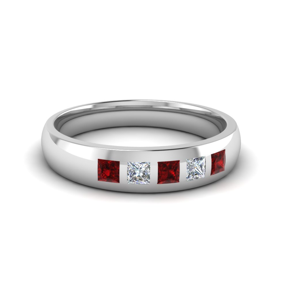 5 Stone Flush Set Ruby Band