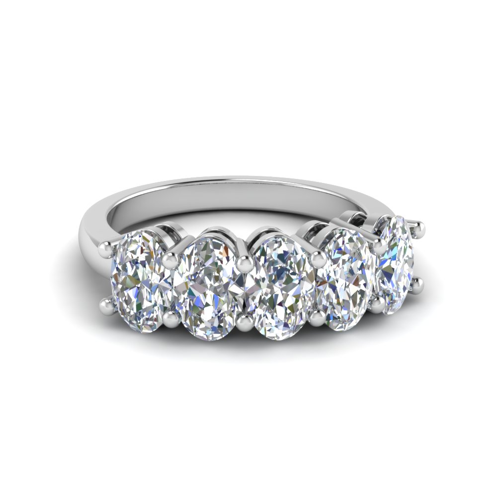 5 stone oval wedding band 2 carat in 950 platinum FD8008OVB 2CT NL WG