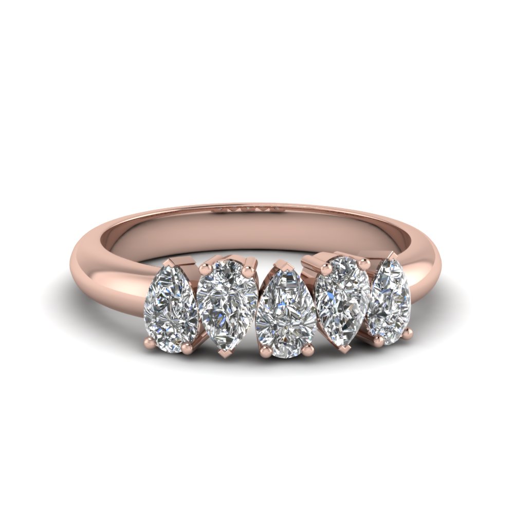 5 Stone Pear Shaped Diamond Band In 18k Rose Gold Fascinating Diamonds 5 Stone Pear Shaped Diamond Band In 18k Rose Gold Fd8294peb Nl Rg