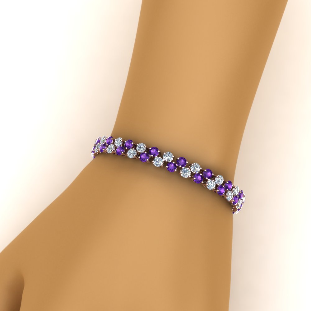 Two Row Diamond Tennis Bracelet Women