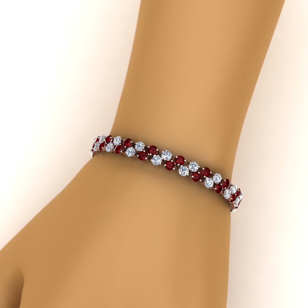 Ruby and Diamond Bracelet in White Gold | KLENOTA