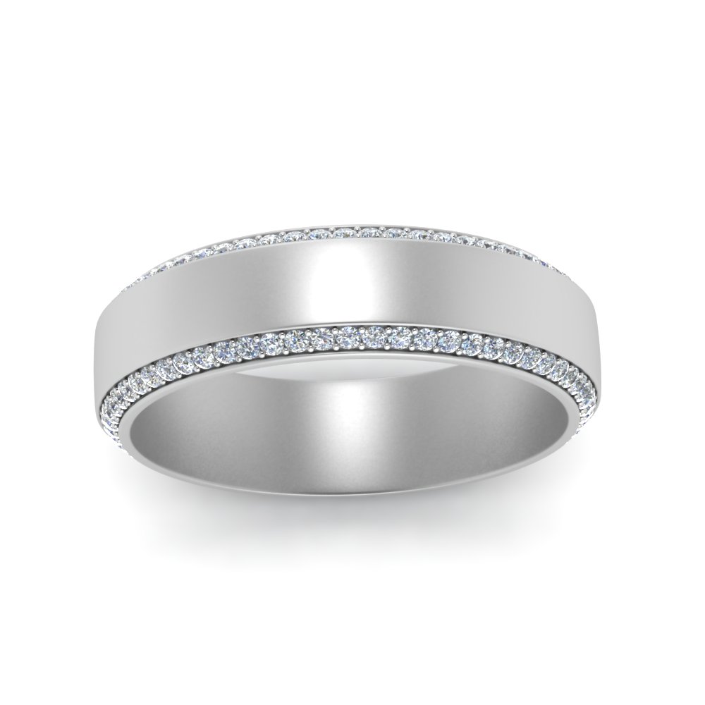  6 MM Eternity Band For Men with White Diamond 950 Platinum