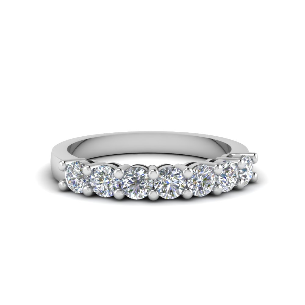 size 7 Vintage 14k White Gold 4-stone Diamond Anniversary Band or Wedding Ring