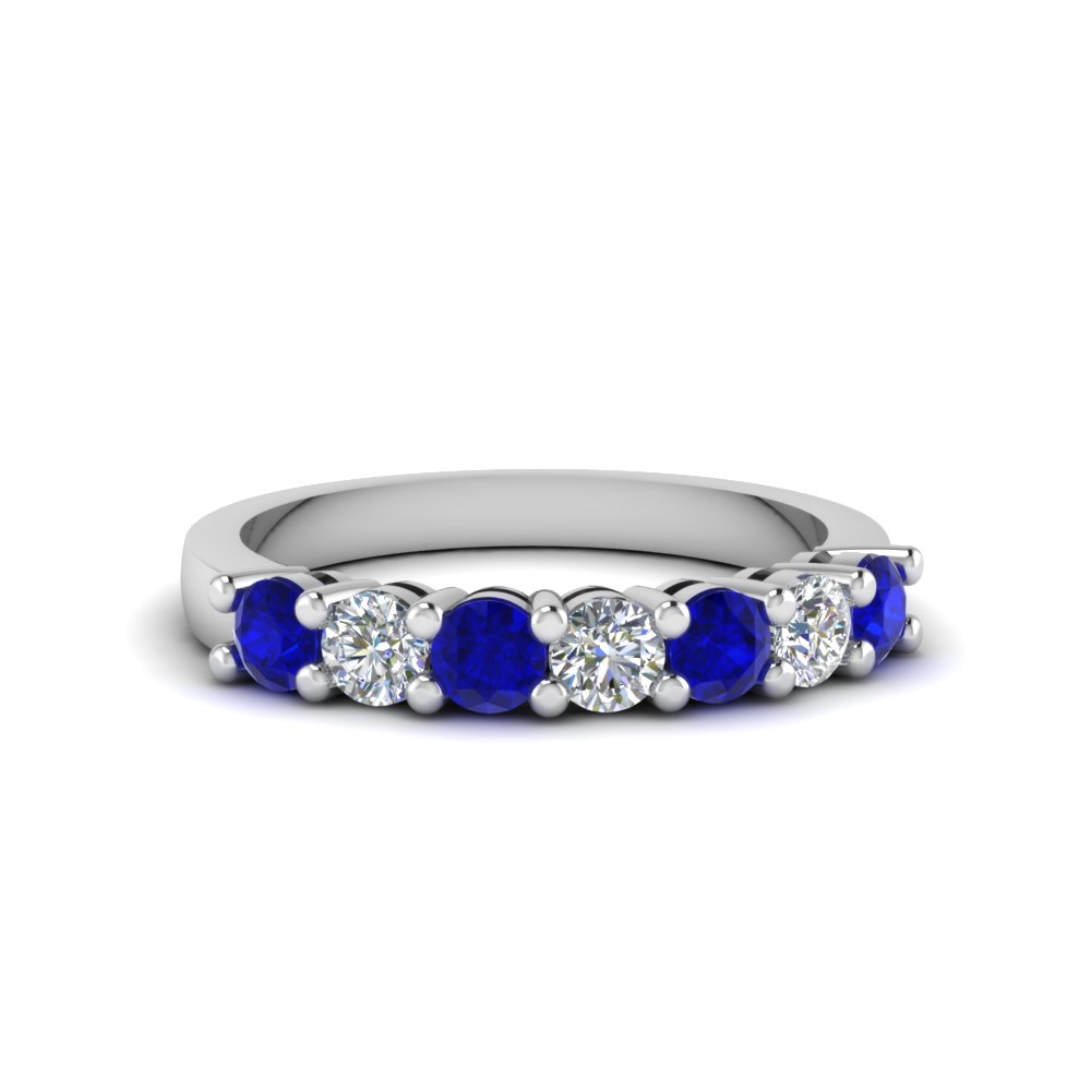 7 Stone Anniversary Band With Sapphire In 950 Platinum | Fascinating ...