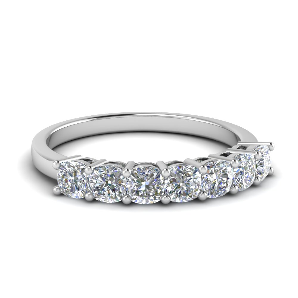 Details about   18K White Gold Diamond Wedding Ring band 1.00 Carat Round Cut 7 stone guard 