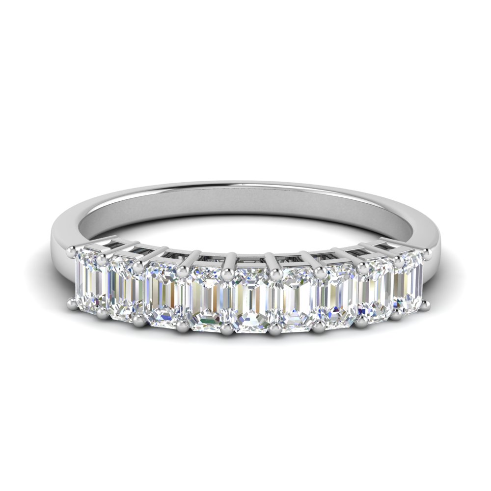 Engagement Wedding Band Eternity Ring 18K White Gold Plated 2ct Emerald 