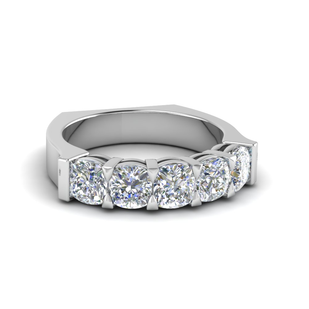 classic cushion cut five stone diamond wedding ring with white diamond in 18k white gold fd8008b - Diamond Wedding Ring classic cushion cut five stone diamond wedding ring with white diamond in 18k white gold fd8008b - Diamond Wedding Ring