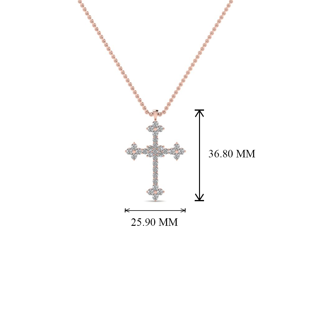 Cross Diamond Pendant Necklace In 14K Rose Gold | Fascinating Diamonds