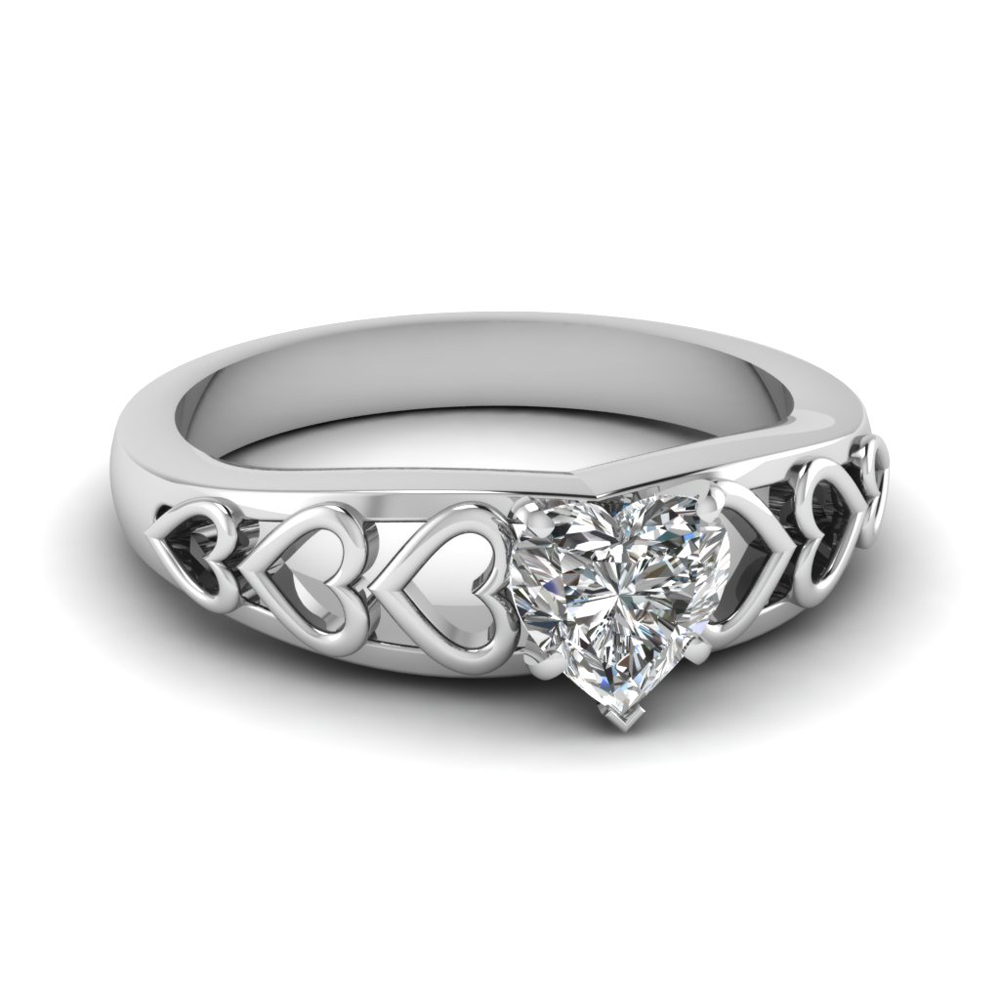 half carat heart shaped diamond ring