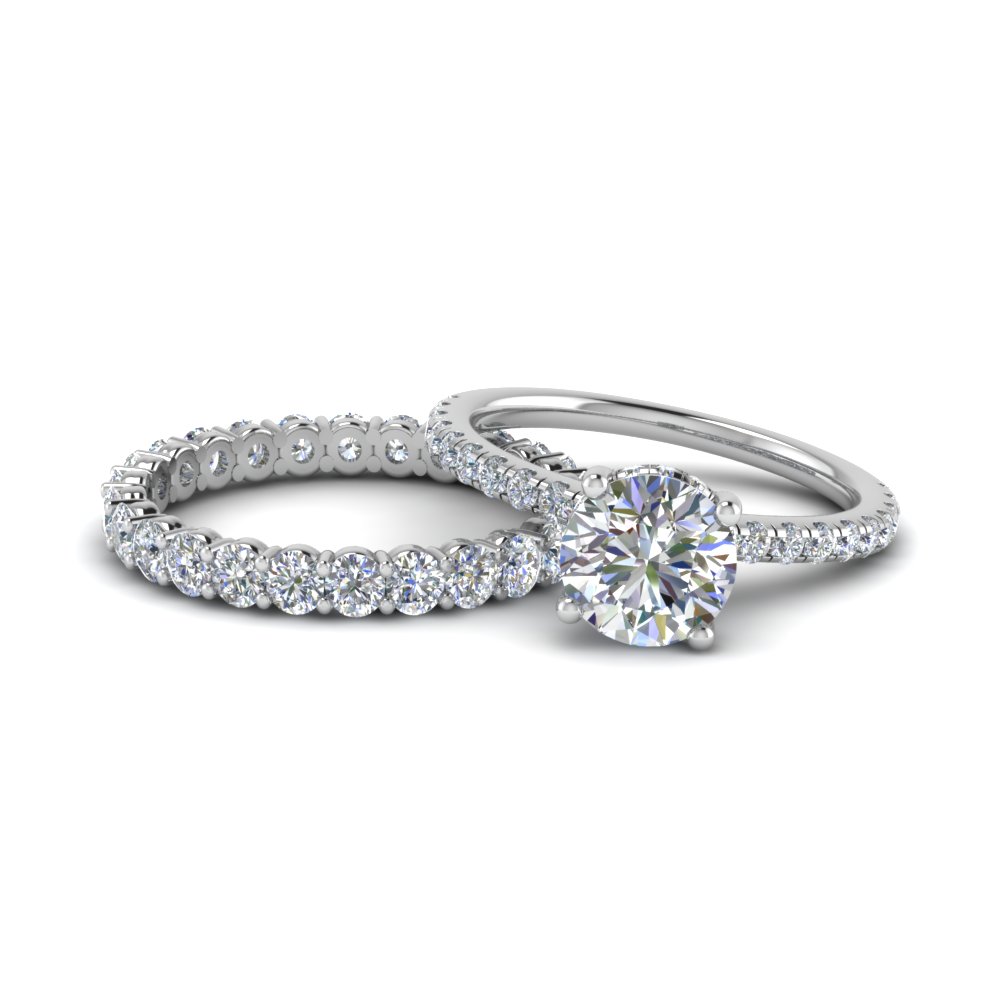 Accent Diamond Wedding Set In 14k White Gold Fascinating Diamonds Accent Diamond Wedding Set In Fd9088ro Nl Wg