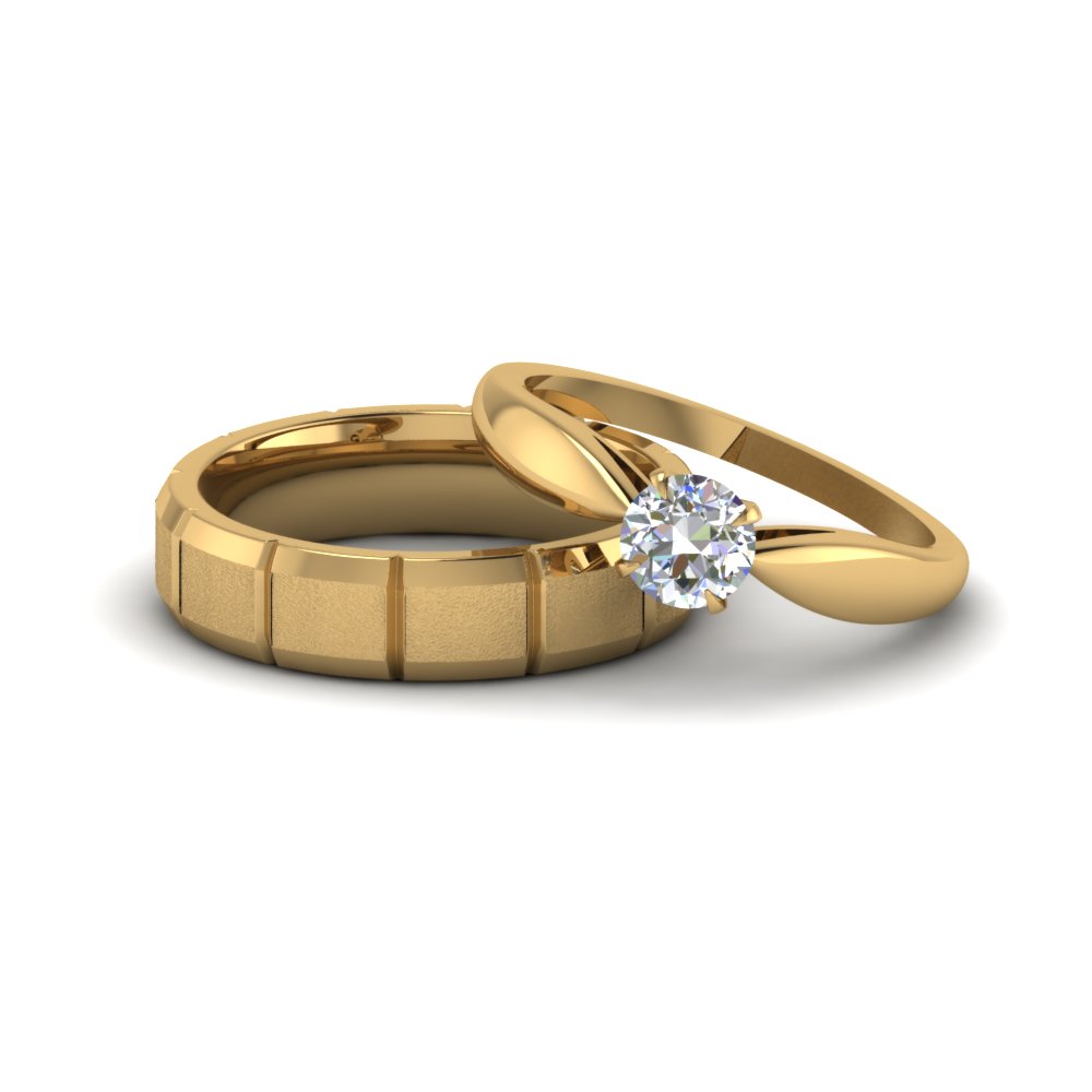 Affordable Matching Sets For Bride And Groom In 14K Yellow Gold