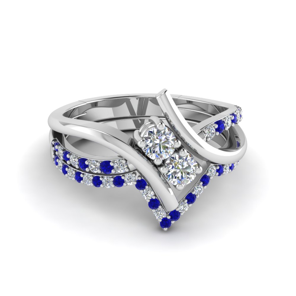 Alternate 2 Stone Ring Diamond Anniversary Band Gifts With Sapphire In ...