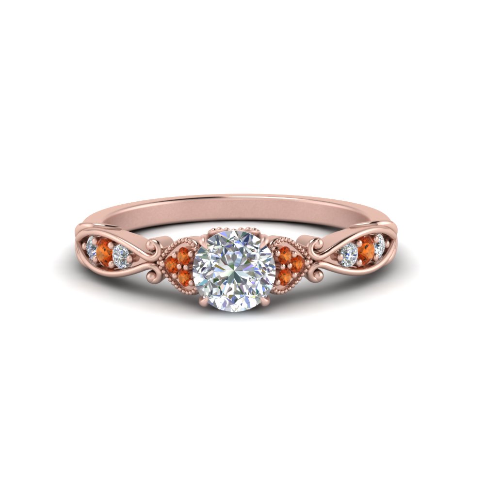 Round Diamond Milgrain Engagement Ring