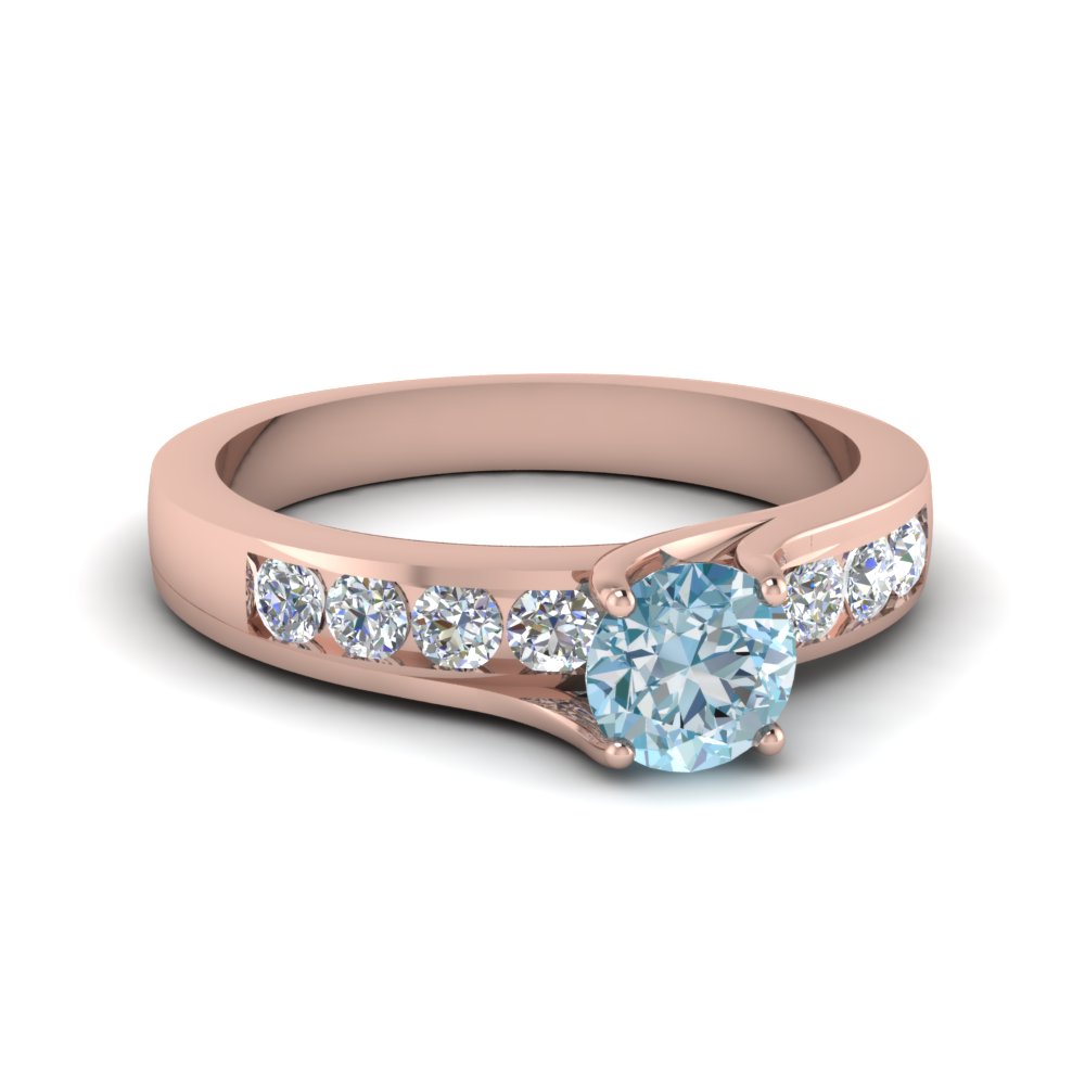 Aquamarine Swirl Prong Engagement Ring