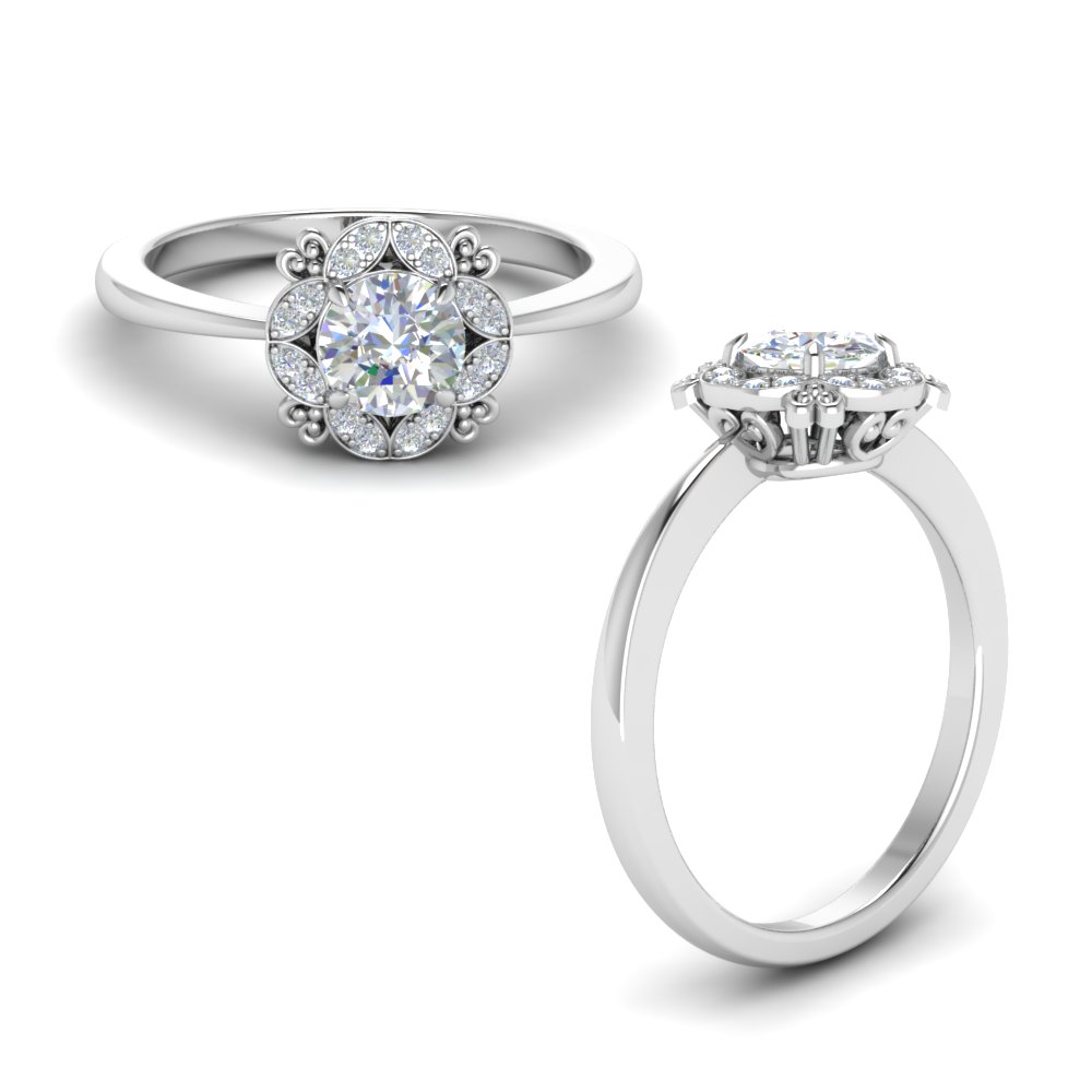 Art Deco Petite Engagement Ring