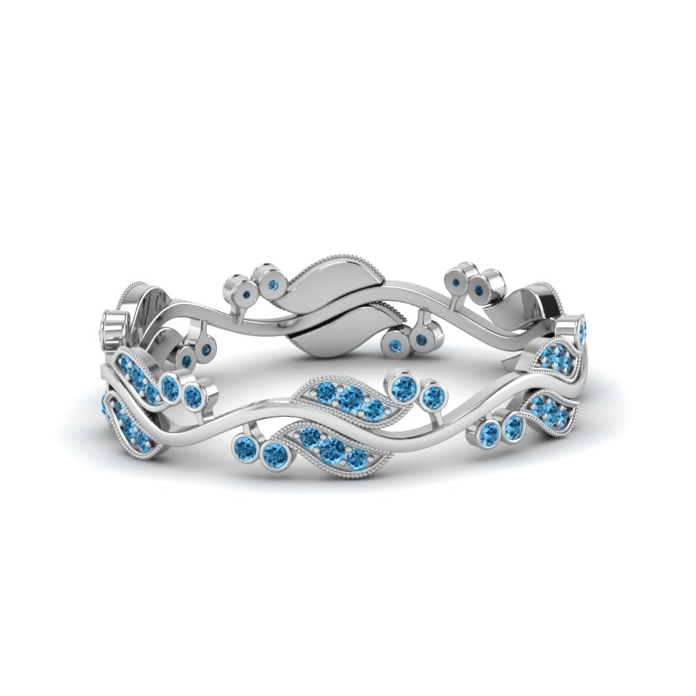 Art Nouveau Blue Topaz Wedding Ring