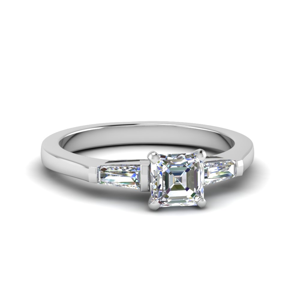 Asscher Cut 3 Stone Wedding Ring