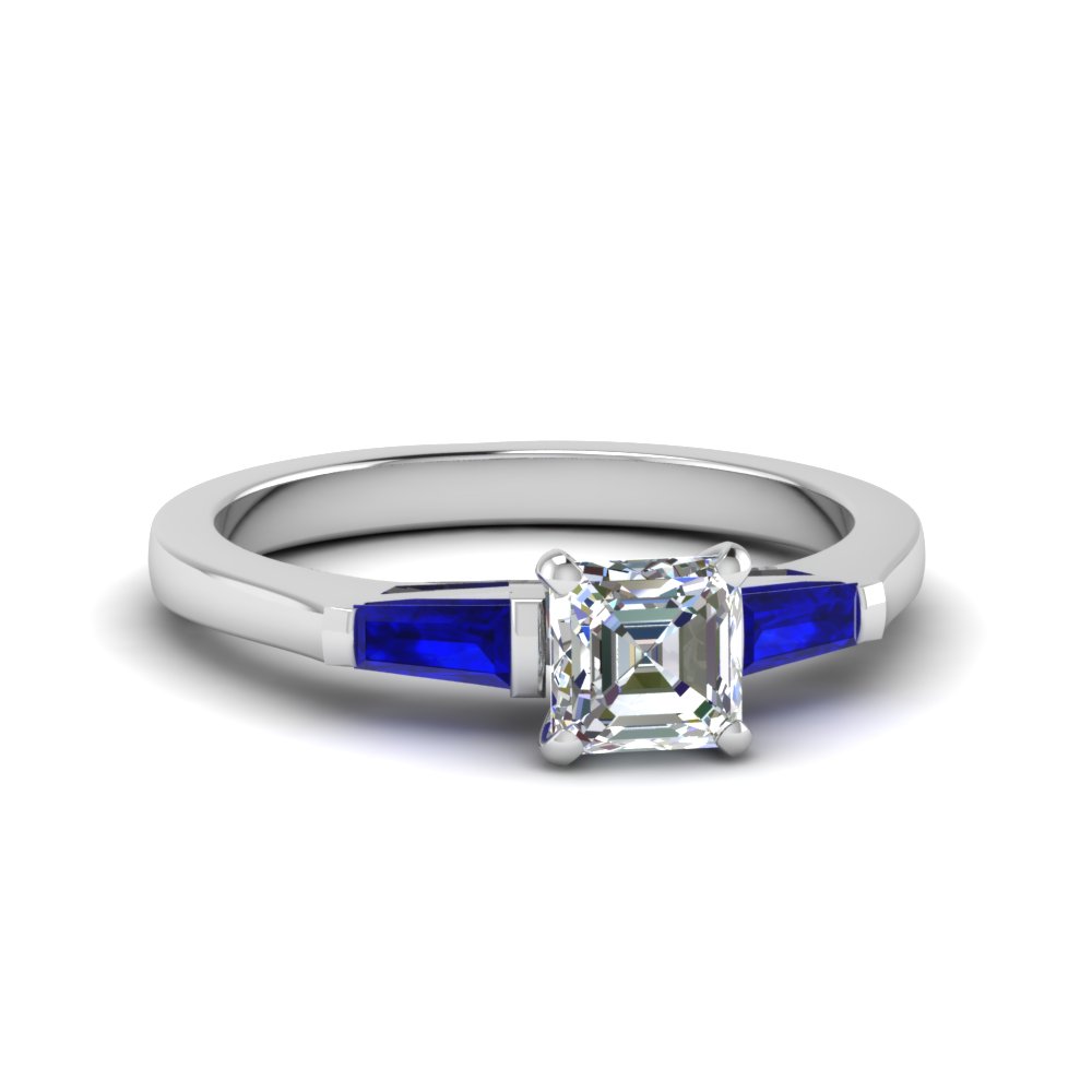 3 Stone Asscher Cut Engagement Rings