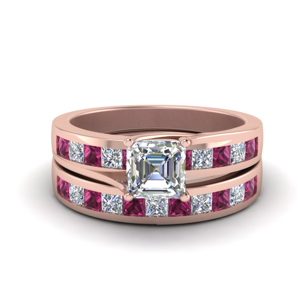 Channel Diamond Wedding Ring Set