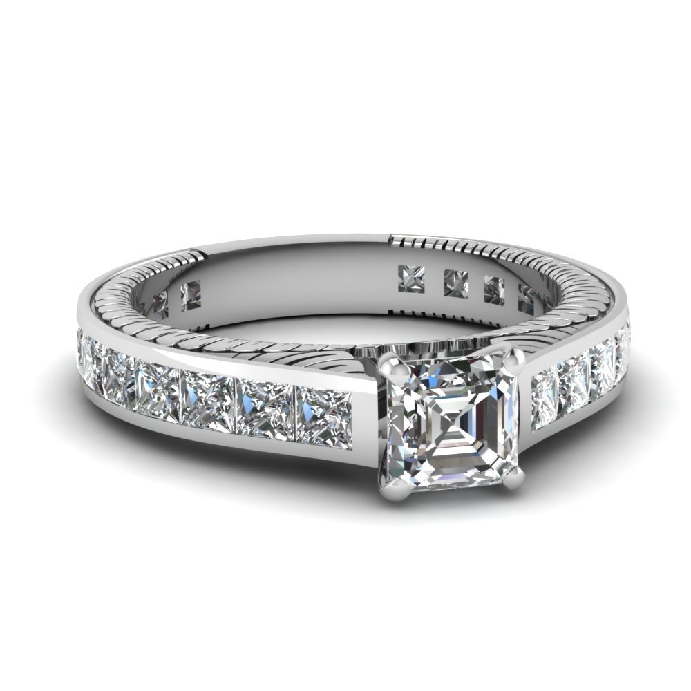3/4 Ct Asscher Cut Diamond Engagement Ring For Her