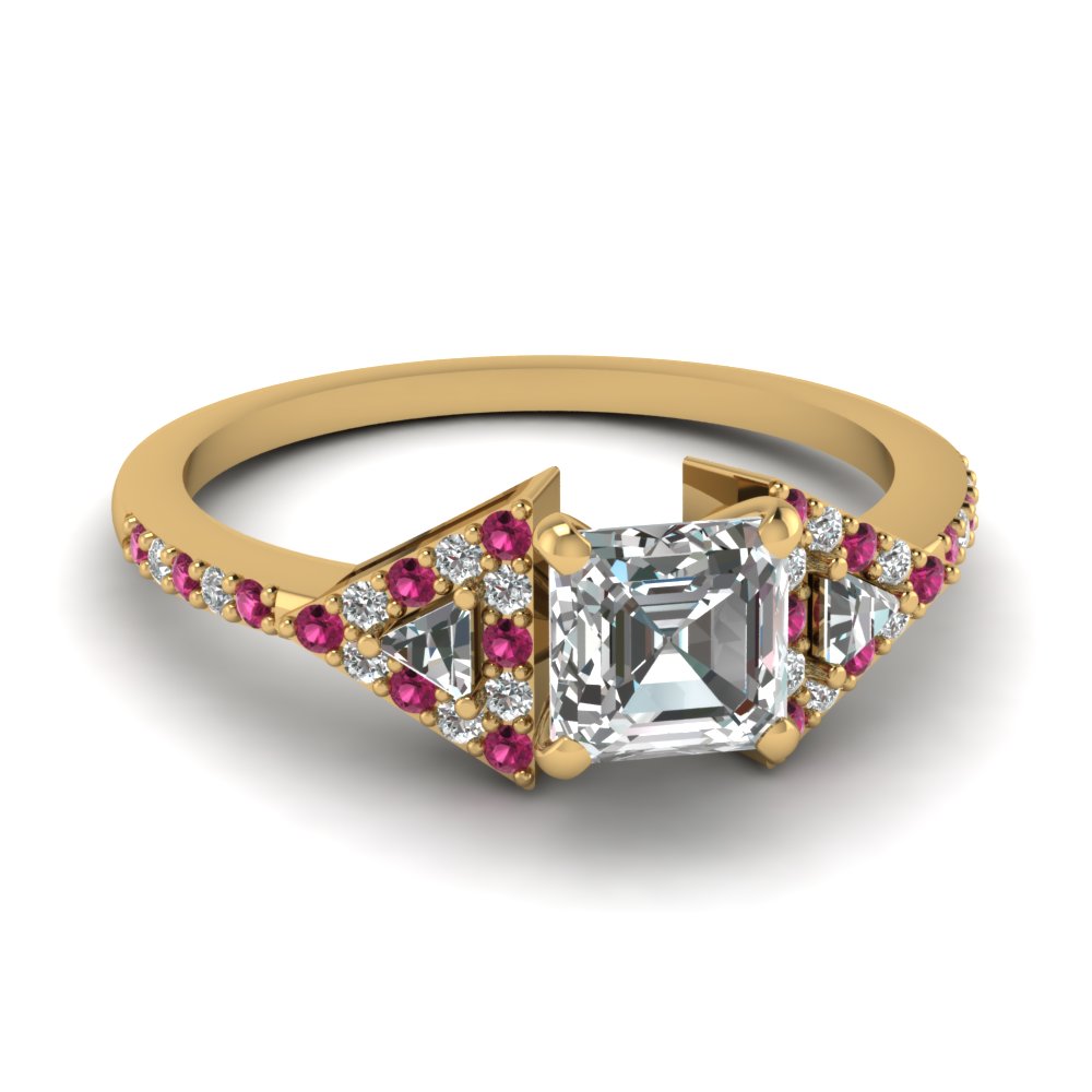 Asscher Cut Pink Sapphire Diamond Rings