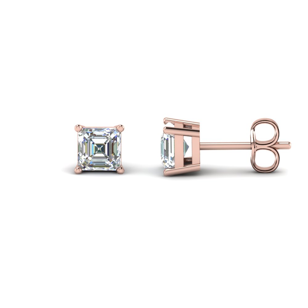 asscher cut diamond earring 2 carat in FDEAR4AS1CT NL RG