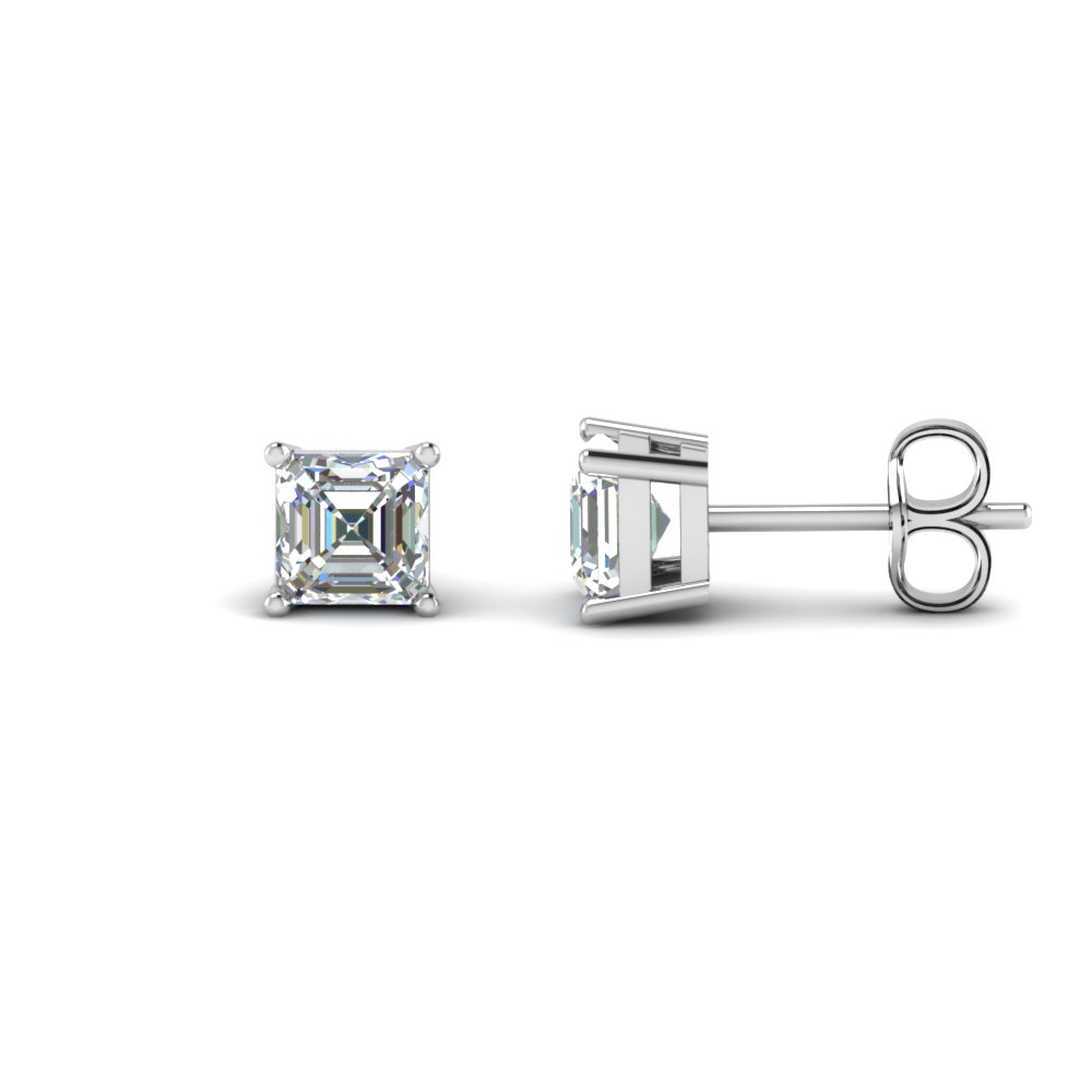 Asscher Cut Diamond Earring 2 Carat In 18k White Gold Fascinating