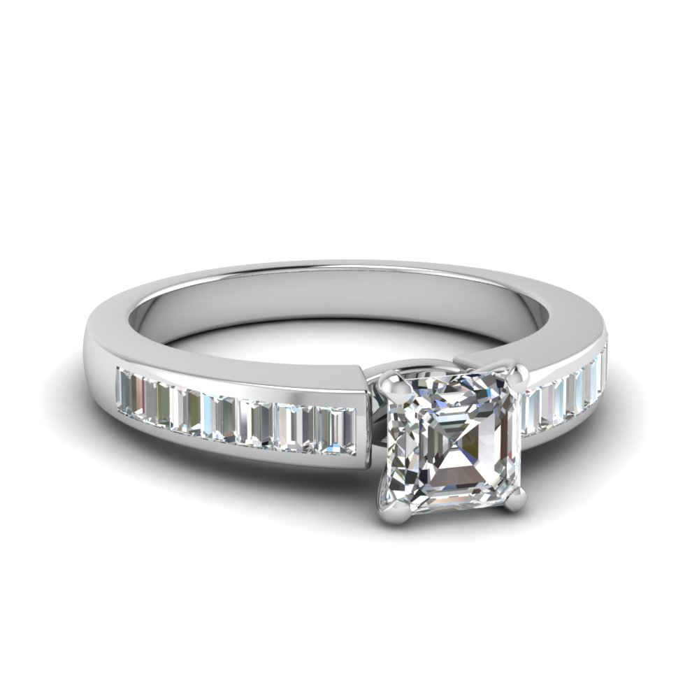 Asscher Cut diamond Engagement Ring In 14K White Gold | Fascinating ...