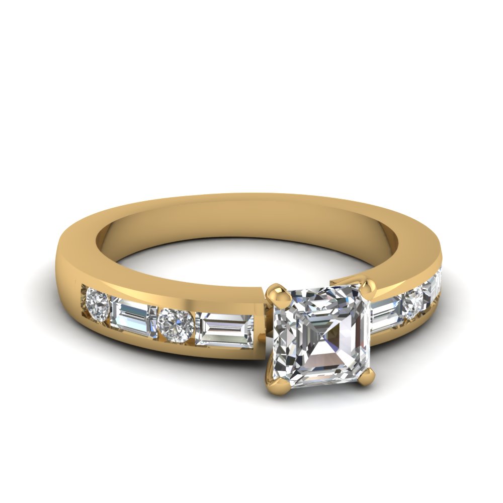 1 carat diamond channel set baguette engagement ring in FDENS567ASR NL YG