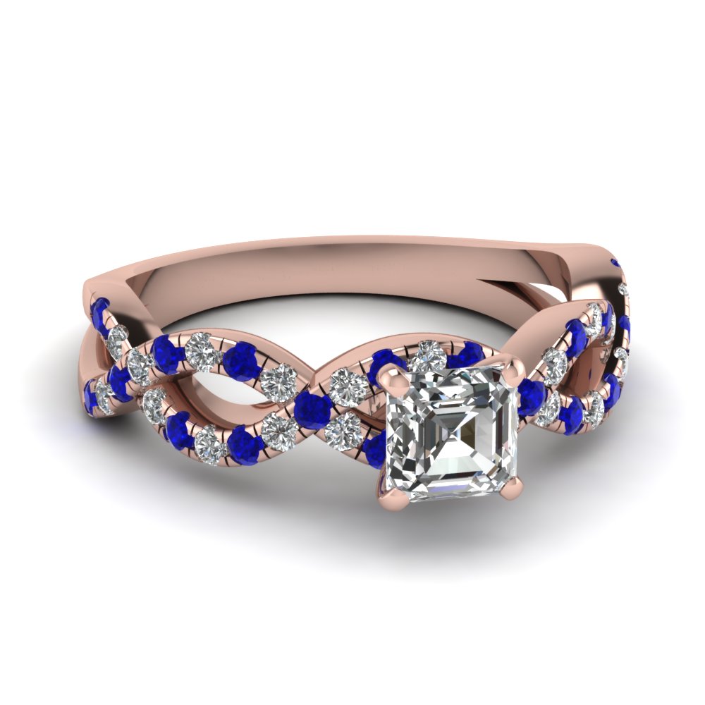Asscher Cut Blue Sapphire Engagement Rings