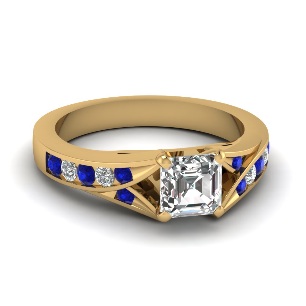 Asscher Cut Sapphire Engagement Ring