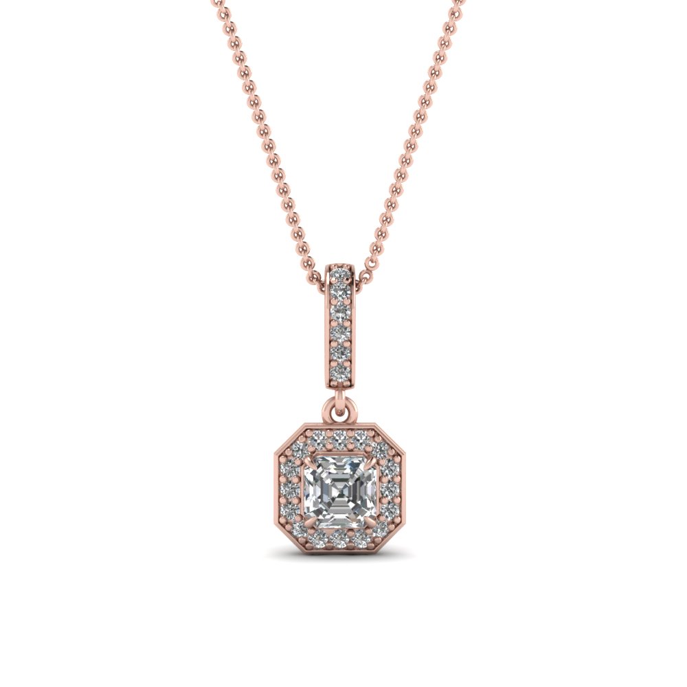 6×6mm Asscher Cut Moissanite 18K Rose Gold Diamond Pendant Necklace